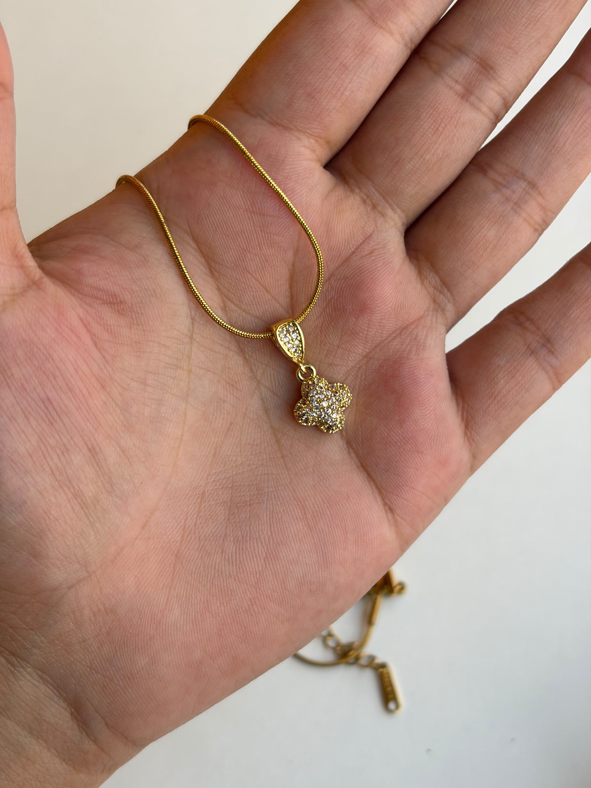 Studded clover necklace
